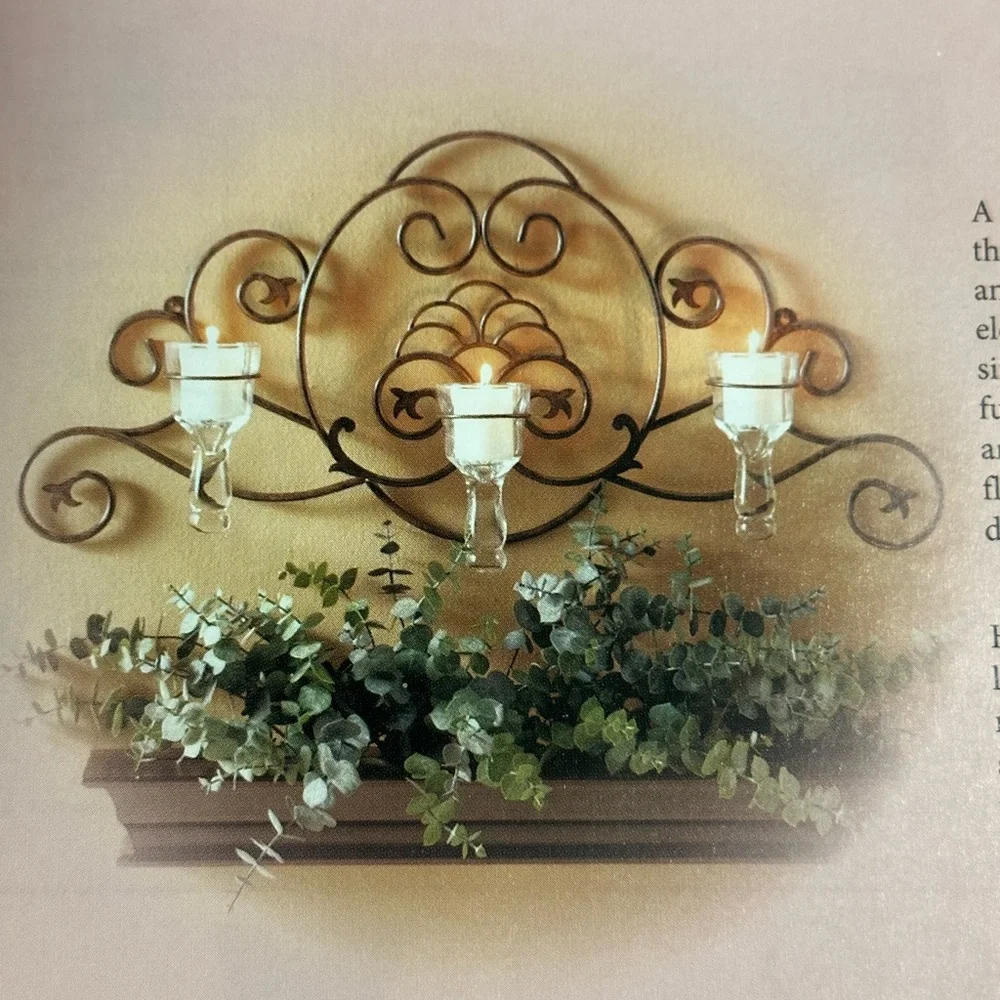 Home interiors Fleur de lis Hollywood Regency Hanging wall Candle Holder